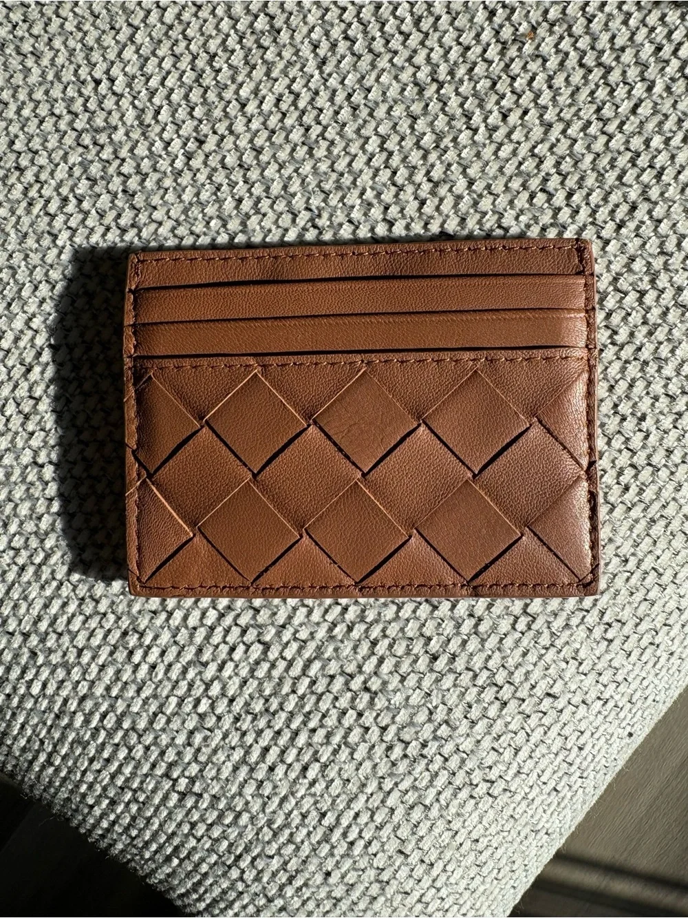 Quince Brown Woven Leather Card & Key Holder